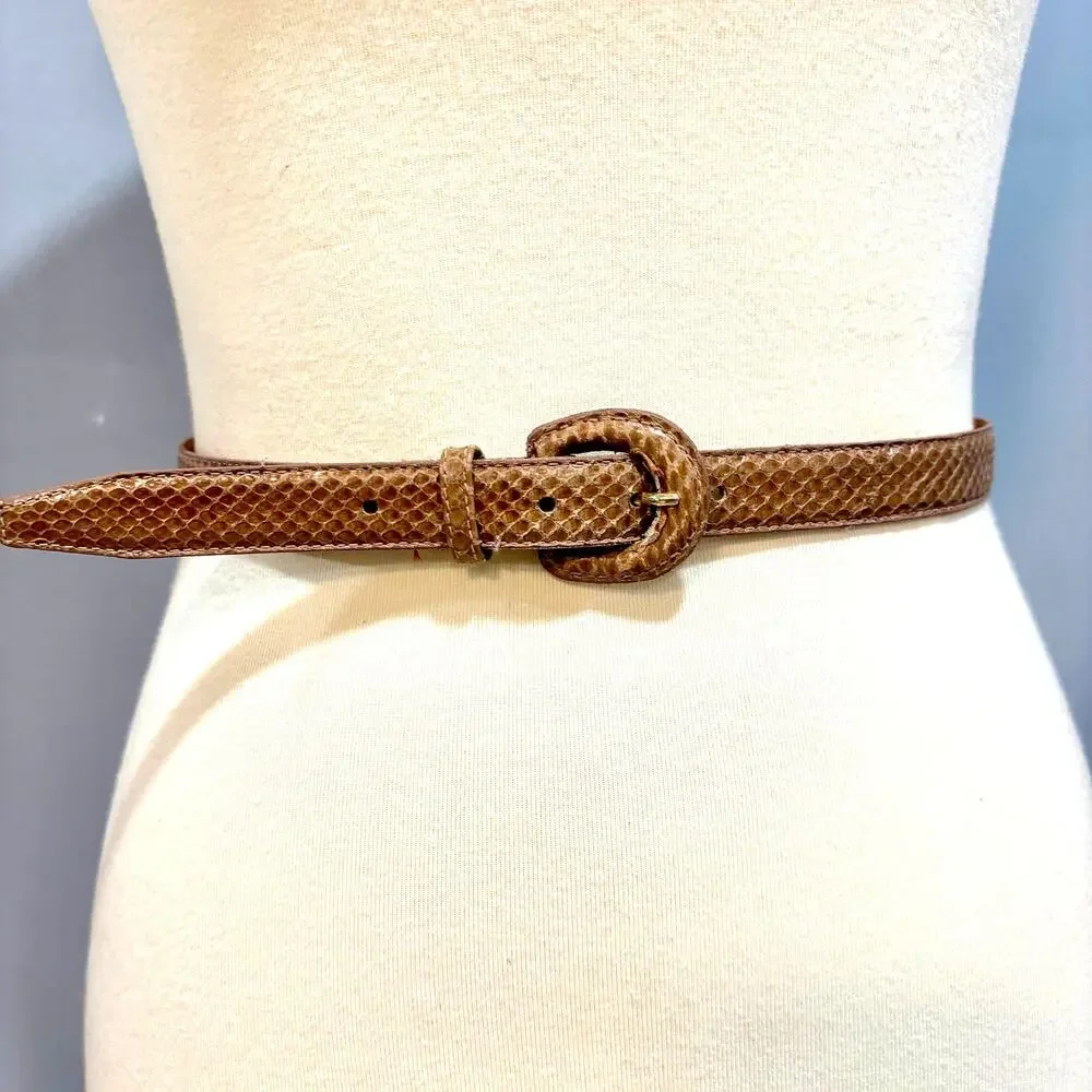 Vintage Brown Snakeskin Leather Belt 31